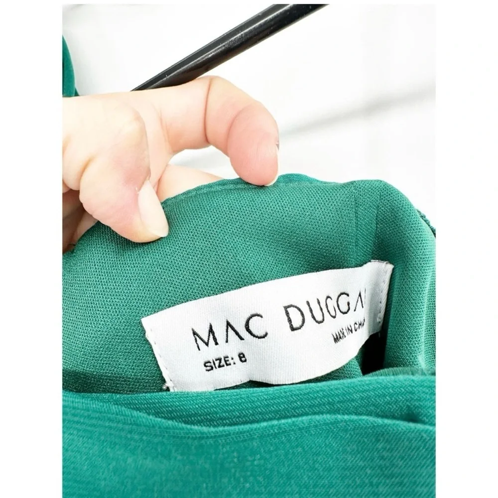 Mac Duggal 12231 Emerald Green Beaded Cuff Drop Shoulder Faux Wrap Gown 8 - Picture 4 of 5